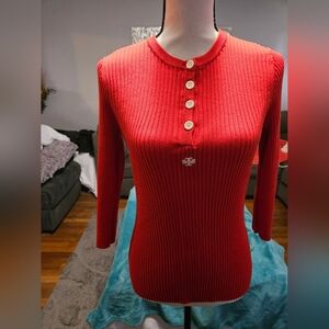 Tory Burch Sweater with White Buttons and Logo